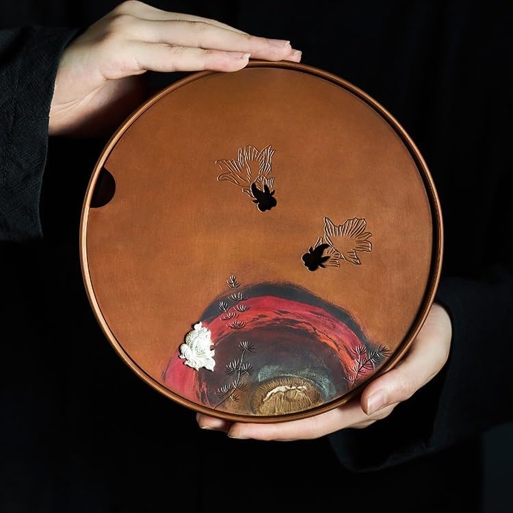 Tea Tray Retro Tea Tray Tea Table Household Water Storage Tea Sea, Teapot Holder Teapot Dry Tea Table Tea Tray Gongfu Tea Tray(A)