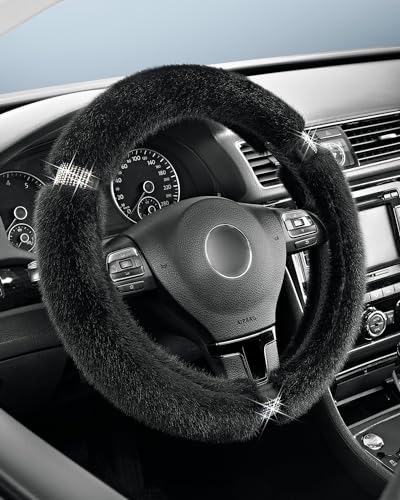 Road-Comforts-Rhinestone-Fluffy-Steering-Wheel-Cover-Soft-Non-Slip-Luxury-Faux-Wool-Universal-Fit-for-145-to-15-Steering-Wheels