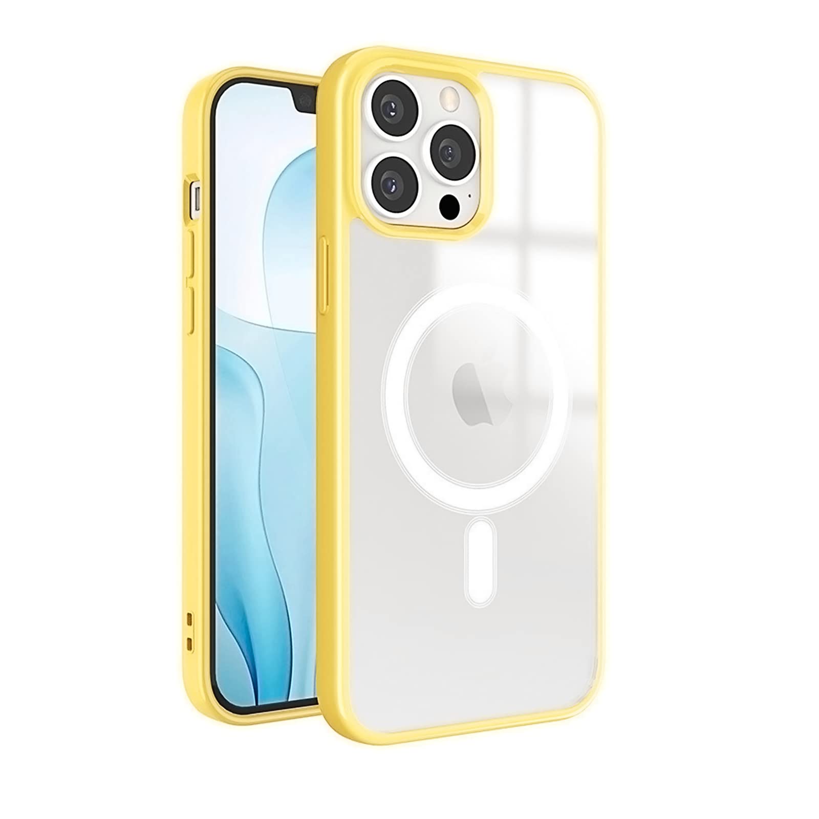 Magnetic Clear Case,MARKIM Compatible with MagSafe,Ultra Slim Hard PC with Soft TPU Edges Protective Case,for iPhone 13 Mini ,5.4 Inch Case (Yellow)
