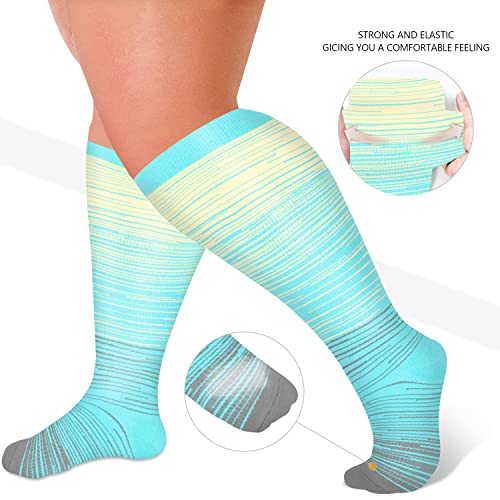 Image of Diu Life 3 Pairs Plus Size Compression Socks for Women and Men Wide Calf Extra Knee High Support for Circulation