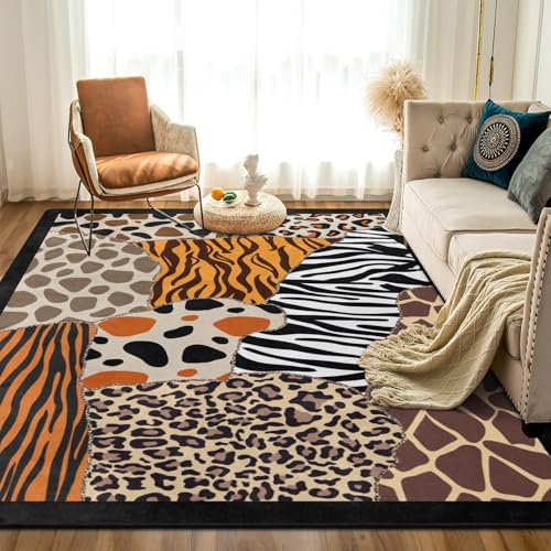 Tapete Abstract Leopard 5'x7' Algodón antideslizante miniatura 3