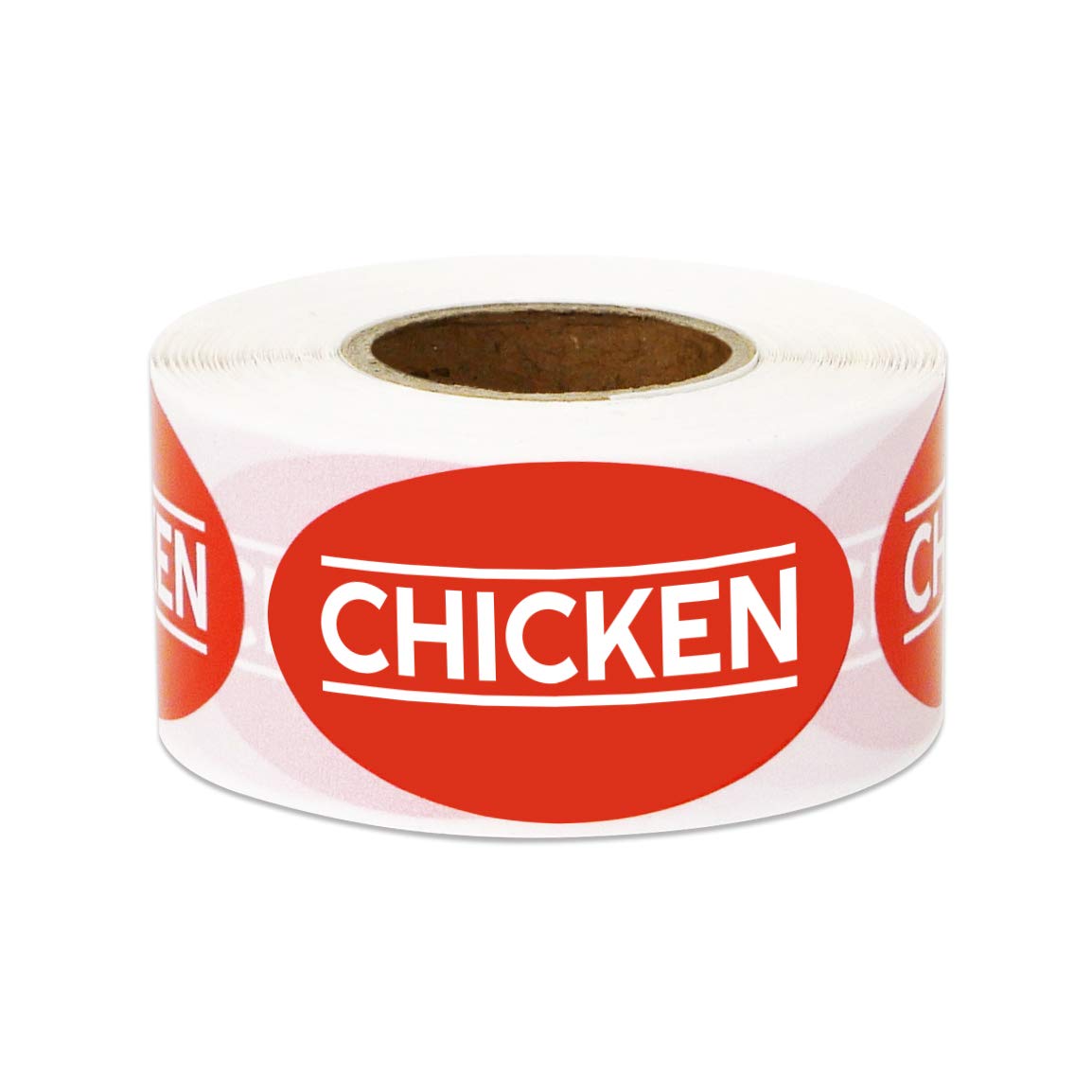 Chicken Stickers - 1.75 x 1 Inch Chicken Meat Food Labels in Bright Red for Restaurant Deli Food Truck Meat Markets Supermarket Grocery Store Meal