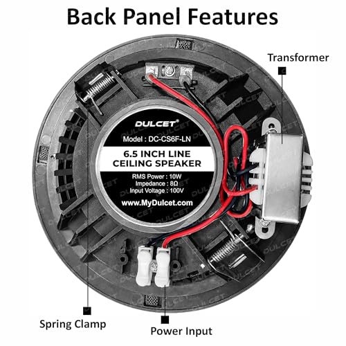 Image of Dulcet DC-CS6F-LN 6.5 inch 10W Full Range 8ohms Frameless Line Ceiling Speaker with dedicated 100V Constant Supply input & Line Matching Transformer specifically for PA Amplifier with 100V line output