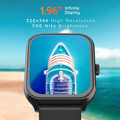 Image of Pebble Cruise 1.96 inch Infinite Display, 320 * 386 High-Resolution BT Calling Smartwatch, Rotating Crown, AI Health Sensors & Voice Assistant, 125+Sports Mode, 100+Watch Faces - Jet Black