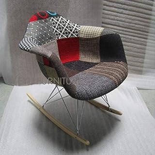 GYCOZ Decoración hogareña Minimalista diseño Moderno Patchwork Tela Silla Mecedora Silla Suave Cubierta Remiendo Rocker Popular Sala de Estar Ocio Mecedora Silla (Color : Patchwork 1)
