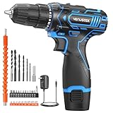 VENUSTEK Cordless Drill Set 12V Power Drill with Battery and Charger, 2-Speed Electric Drill with 3/8' Keyless Chuck