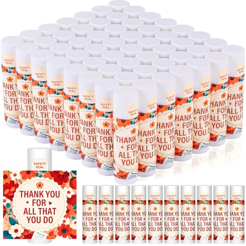 DMSKY Appreciation Gifts 60 Pcs Lip Balm Bulk, Staff Appreciation Gifts Bulk Thank You Gifts Bulk for Coworkers Teacher Worker Employee Leaving Farewell Gifts