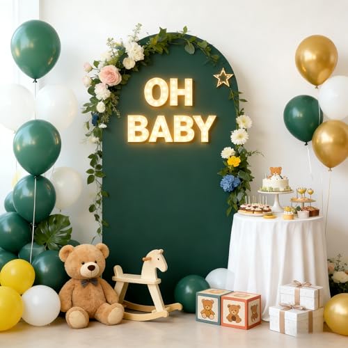Image of 6.6FT Hunter Green Arch Backdrop Cover, Spandex Fitted Wedding Arch Stand Covers 2-Sided Round Top Chiara Arch Backdrop Cover for Easter Wedding Birthday Party Baby Shower Banquet Decoration