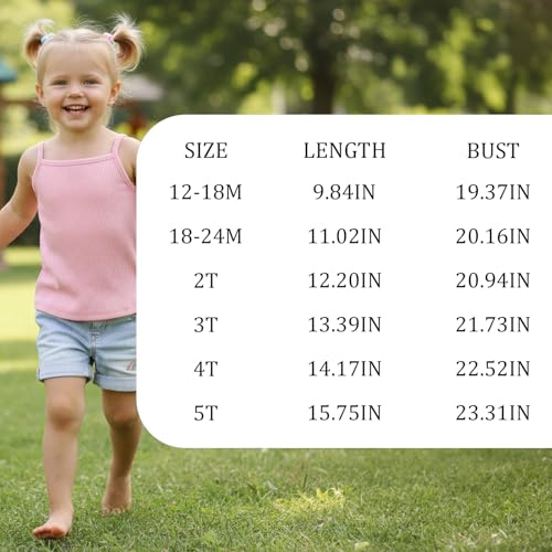 Image of ROMPERINBOX Toddler Tank Tops Girls Spaghetti Strap Ribbed Knit 3 Pack Sleeveless Casual Basic Cami Top for 12M-4T
