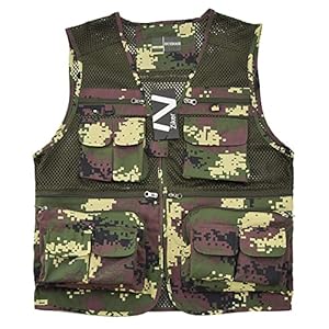 Ziker Men’s Mesh Breathable Openwork Camouflage Journalist Photographer Fishing Vest Waistcoat Jacket Coat