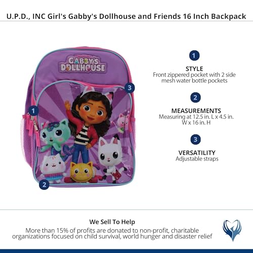 Girl's Gabby's Dollhouse and Friends 16 Inch Backpack, Purple4