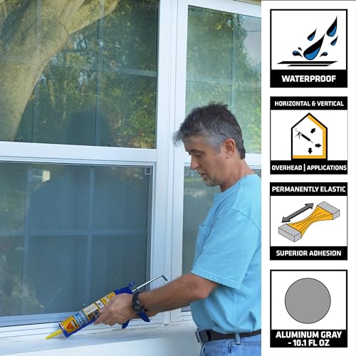Image of SIKA Sikaflex Construction Sealant - Aluminum Gray, Paintable Polyurethane, All-Purpose for Sealing Joints & Gaps, 10.1 fl. oz Cartridge - Weatherproof, Durable, Self-Leveling, Non-Corrosive
