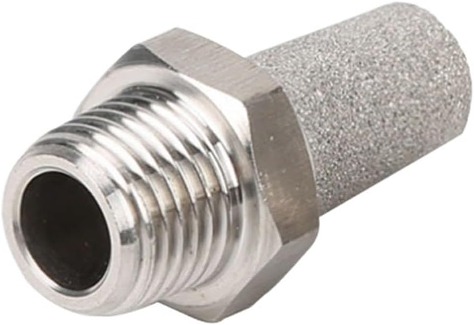 1pc 304 Stainless Steel Flat Pointed Muffler Fitting M5 1/8" 1/4" 3/8" 1/2" Male Exhaust Air Silent Filter Connector(Long Head,3/8")