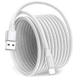 Extra Long 5M USB C Cable, USB C Charger Cable Braided USB Type C Fast Charging Lead for Samsung Galaxy S25 S24 A15 A16, for iPhone 17 16 15, PS5, Xbox, Switch, 16ft/White