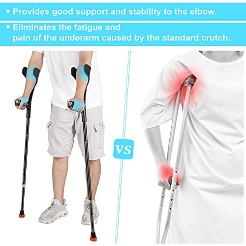 Antdvao Forearm Crutches Pair Folding Crutches Lightweight Adjustable Crouches for Walking,Rubber Handles, Comfortable, Non-Slip Crutches for Adults(Black)