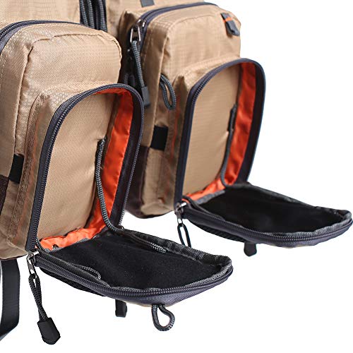 Waxaya Lightweight Fly Fishing Vest with Multi Pockets Adjustable Size Mesh Fishing Backpack for Men and Women (Khaki)