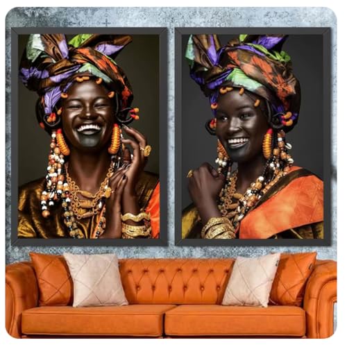 Affiche de Femme Africaine Souriante Grand Tableau Mural Salon Moderne
