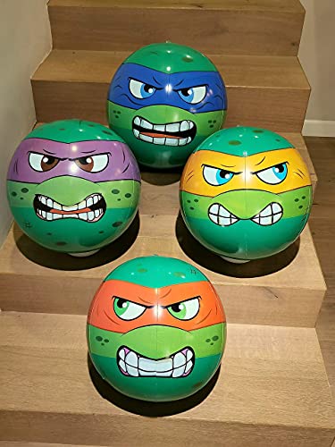 Ninostar Set Of 4 Turtles Inflatable Play Balls 14 Inches, Theme Party Supplies Decoration For Summer Birthday Pool Party Indoor Outdoor, Play Ball #TOP1