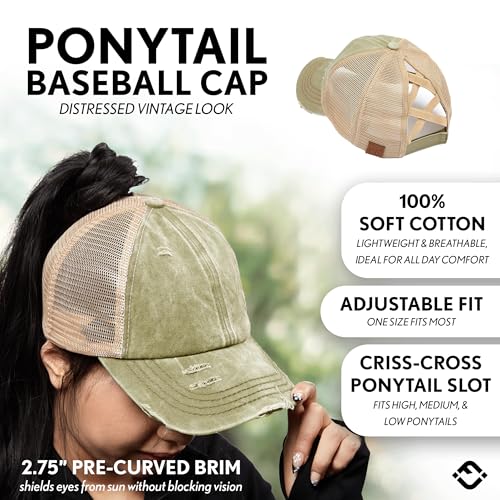 Image of Funky Junque Womens Baseball Cap Dad Hat Ponytail Messy Bun Trucker Ponycap