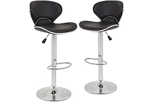 Set of 2 Black Bar Stools for Bar