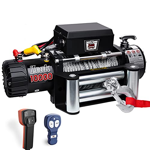 ZEAK 10000lb. Advanced Electric Power Winch, 12V DC Waterproof, for Truck SUV Off Road Auto Wire Cable, Galvanized