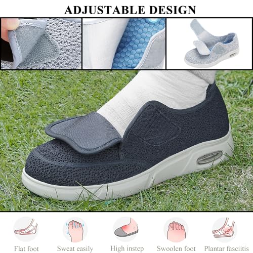 Diabetic Shoes Slip On for Men Women Wide Width Slippers Lightweight Adjustable Womens Walking Shoes for Elderly Swollen Feet Arthritis Edema3