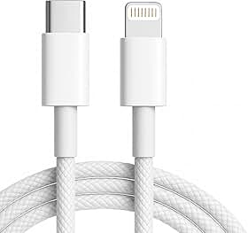 Cabo Carregador Turbo USB-C 1 Metro Trançado De Nylon Branco Compativel Com Iphone 14,13,12,11,X e XR