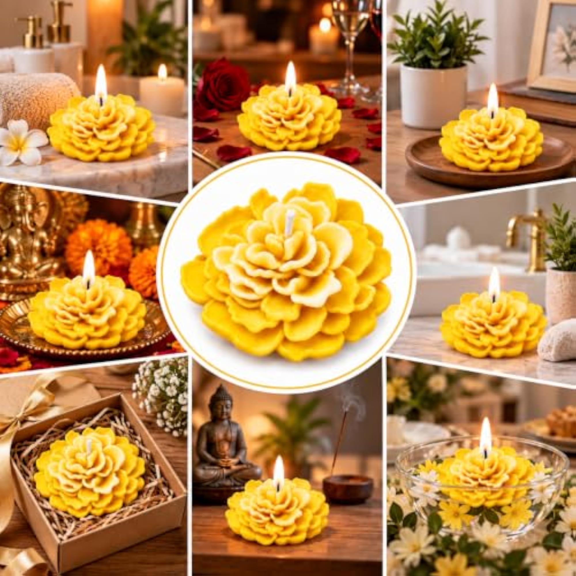 Decorative Peony Flowers Candle for Home Decoration