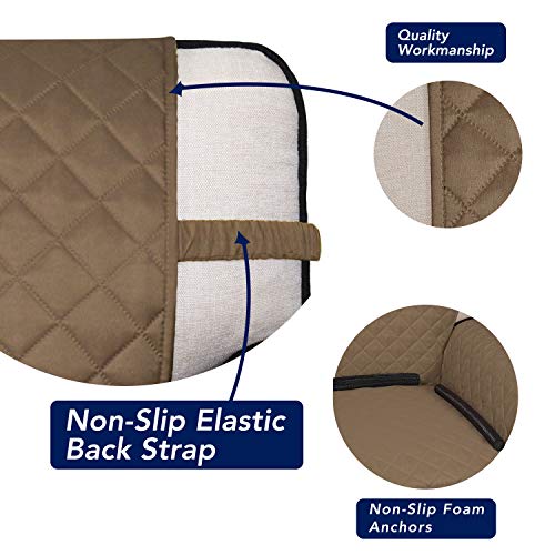 Image of PureFit Reversible Quilted Sofa Cover, Water Resistant Slipcover Furniture Protector, Washable Couch Cover with Non Slip Foam and Elastic Straps for Kids, Dogs, Pets (Chair, Camel /Ivory)