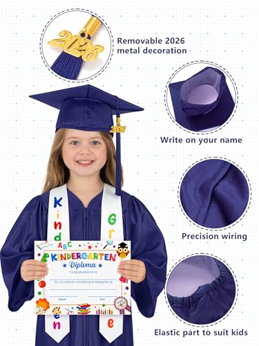 Image of QZYL Kindergarten Graduation Cap and Gown Set, 2026 Congrats Grad Outfit with Tassel & Certificate for Kindergarten