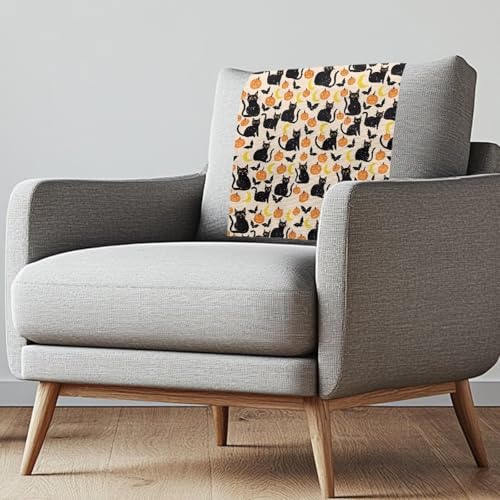 Talayituse Cat Pumpkin Moon Bat Print Recliner Headrest Covers Protector Non Slip Waterproof Recliner Sofa Headrest Covers for Recliner Chair, Recliner Couch Headrest Protector for Sofa, Theater Seat