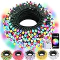 echosari Christmas Smart String Lights RGB Color Changing IC, 100 LED 33Ft Fairy Lights with Remote & App Control, Music Sync Trees Lights for Yard Garden Xmas Decoration (Dark Green Cable)