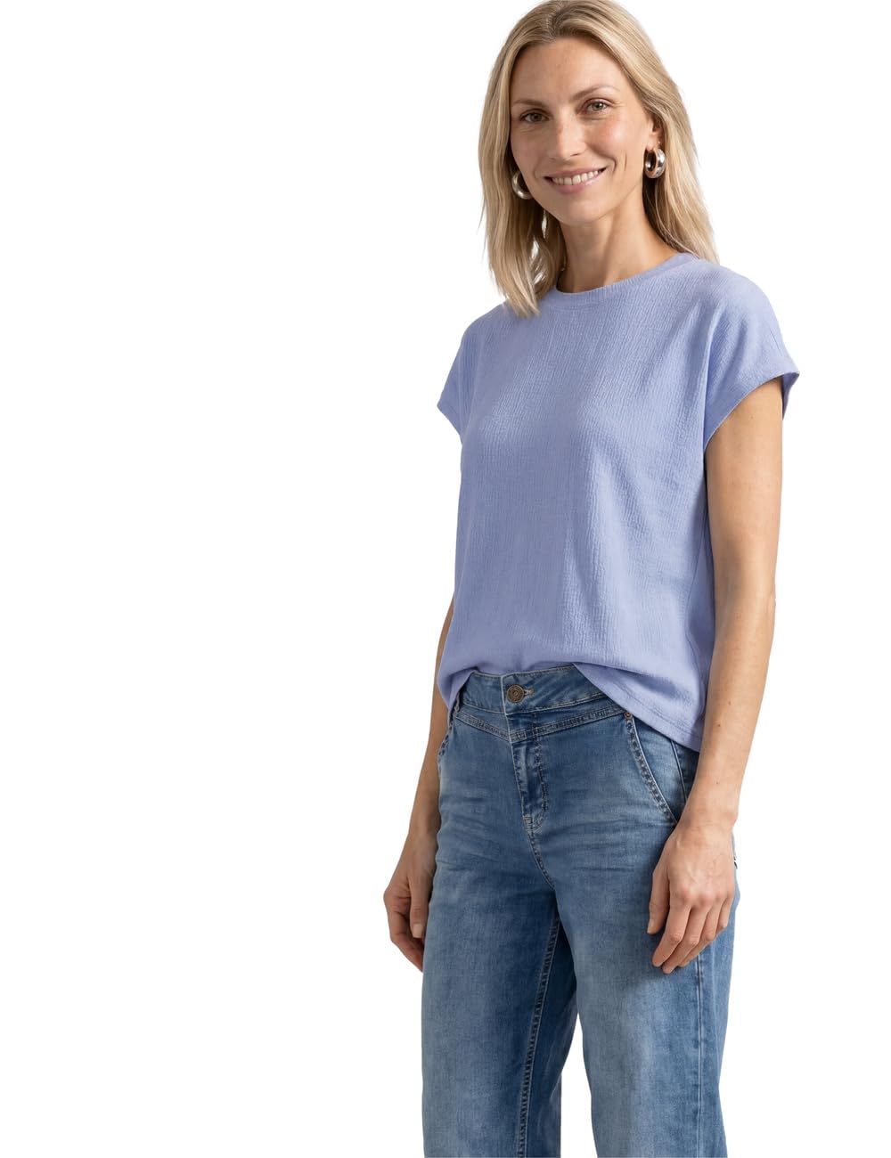 Street One Dropped Shoulder Shirt with Structure Mix Cashmere Blue 34