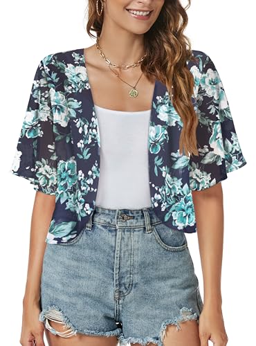 Women Shrug Chiffon Cardigans Open Front Short Sleeve Bolero for Evening Dressy