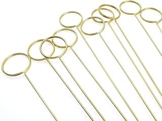 30 Pieces Metal Floral Place Card Holder, Metal Wire Photo Memo Holder, Ring Loop Photo Clip Memo, DIY Craft Wire Clip Table Card Holders for Party Wedding (Round)