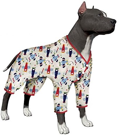 LovinPet Large Dog Clothes Dog Shirt Post Surgery Wear Cotton Airplane Big Dog Pajamas for Pitbulls Labrador Retriever Boxer Large Dogs (Please Read Description)
