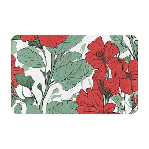 Summer Hawaiian Print Living Room Bathroom Kitchen Anti Slip and Absorbent Carpet, Indoor Entrance Door Muddy Floor Mat, Ultra Soft Washable Carpet 21x31.5 Inches