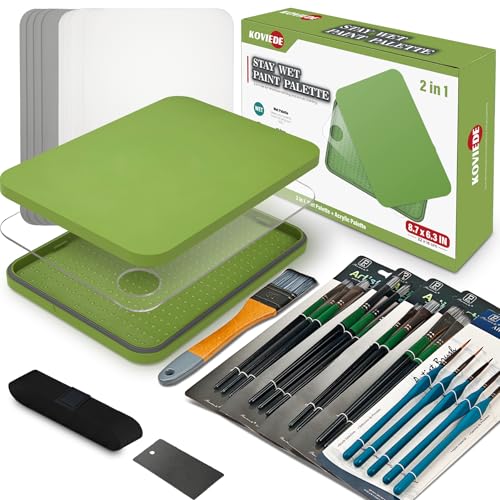 Image of Wet Palette and Acrylic Paint Palette, 2-in-1 Set with 30PCS Artist Paint Brushes for Acrylic Painting, 100PCS Hydration Paper and 4PCS Sponges for Canvas & Hobby Art Projects