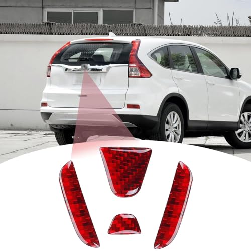Image of Compatible with Car Rear Tailgate Emblem Logo Trim Accessories Carbon Fiber Emblem Badge Decal Cover Sticker for Honda CRV 4th Gen 2012-2017,Red