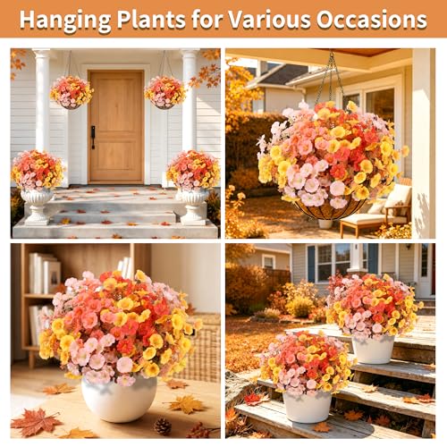 12 Bundles Fall Artificial Morning Glory Flowers for Outdoors（Fall Mixed4） - image 2