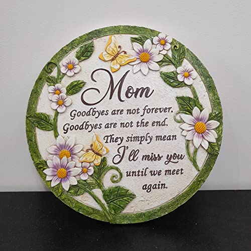 Inspiamzue Mom Memorial Stone - Until We Meet Again, Mom Remembrance Gift For Grieving, Sympathy Gift For Loss Of Mother, Mom Loss Condolence, Memorial Stone Butterfly Flower Tns2 #TOP2
