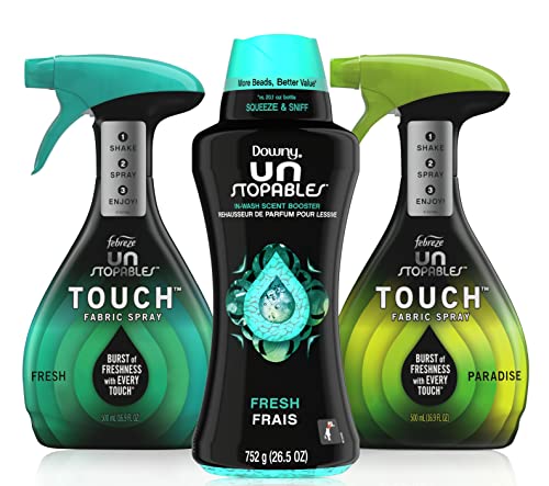 Image of Febreze Fabric Spray & Downy Unstopables Kit - Includes Downy Laundry Scent Booster Beads (Fresh, 26.5 Ounce) and Febreze Unstopables Touch Fabric Refresher Spray (Fresh & Paradise, 16.9 Oz)