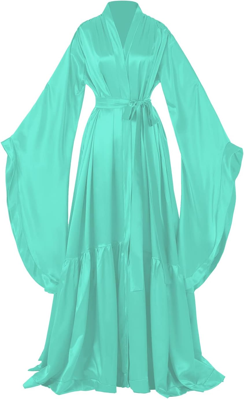 Women's Bridal Robes Old Hollywood Maternity Photoshoot Silk Bathrobe Long Lingerie Cover Up Nightgown