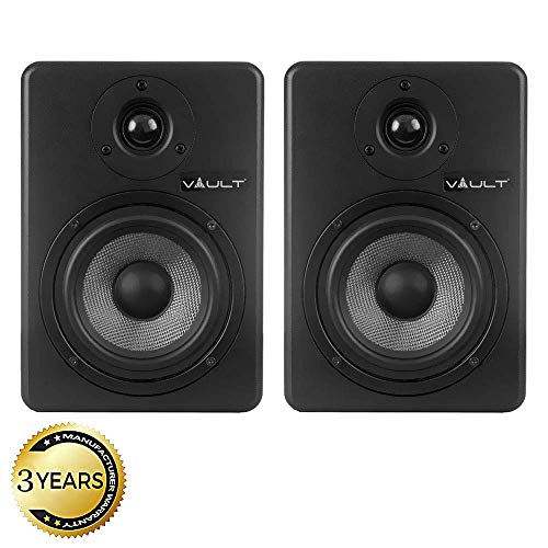 Image of VAULT C5 5-Inch Powered Studio Reference XLR Computer Monitors Speakers - Pair with Acoustic Foam Pads