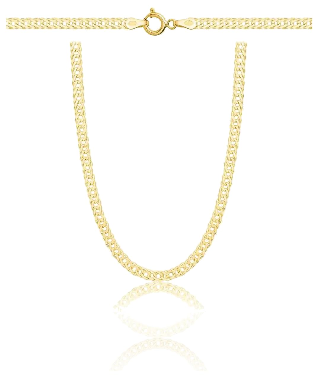 ZELYA gold kette 925/985 14K Silber Rombo Kette 3 mm vergoldete • Damen & Herren Halskette mit originellem Gliederdesign • Geschenkset mit Box & Beutel, personalisierbare Widmung