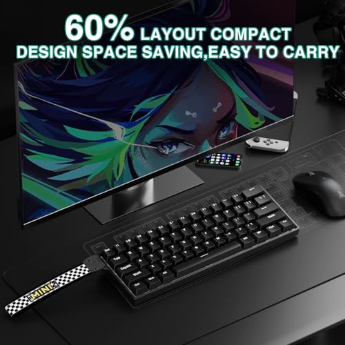 Image of Aula MINI60 HE Wireless Gaming Keyboard 60%,Hall Effect Rapid Trigger Magnetic Keyboard,8000Hz Polling,Tri-Mode(BT5.0 /2.4GHz /USB-C),Hot Swappable Compact Mechanical Keyboard for Gamer(Black)