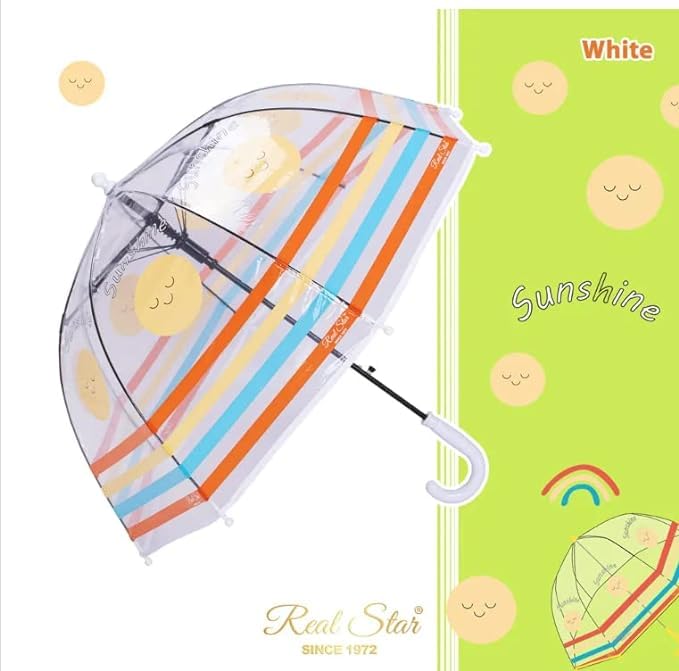 Image of Rainbow Smiling Sun Umbrellas Children Magic Cloud Transparent, See through Dome Umbrella for Children, Umbrella for Girls and Boys, Umbrella for Kids