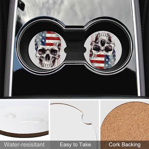 Portavasos para carro con diseño bandera y calavera miniatura 5