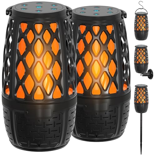 2 Pack LED Flame Outdoor Bluetooth Speaker, Unique Gifts for Men, IPX6 Waterproof Tiki Torch...