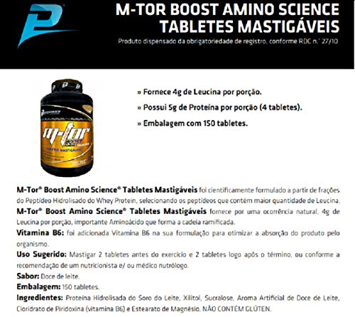 M-Tor Boost Amino Science Leucina 1g Doce de Leite Mastigável Performance Nutrition 150 Tabletes kit